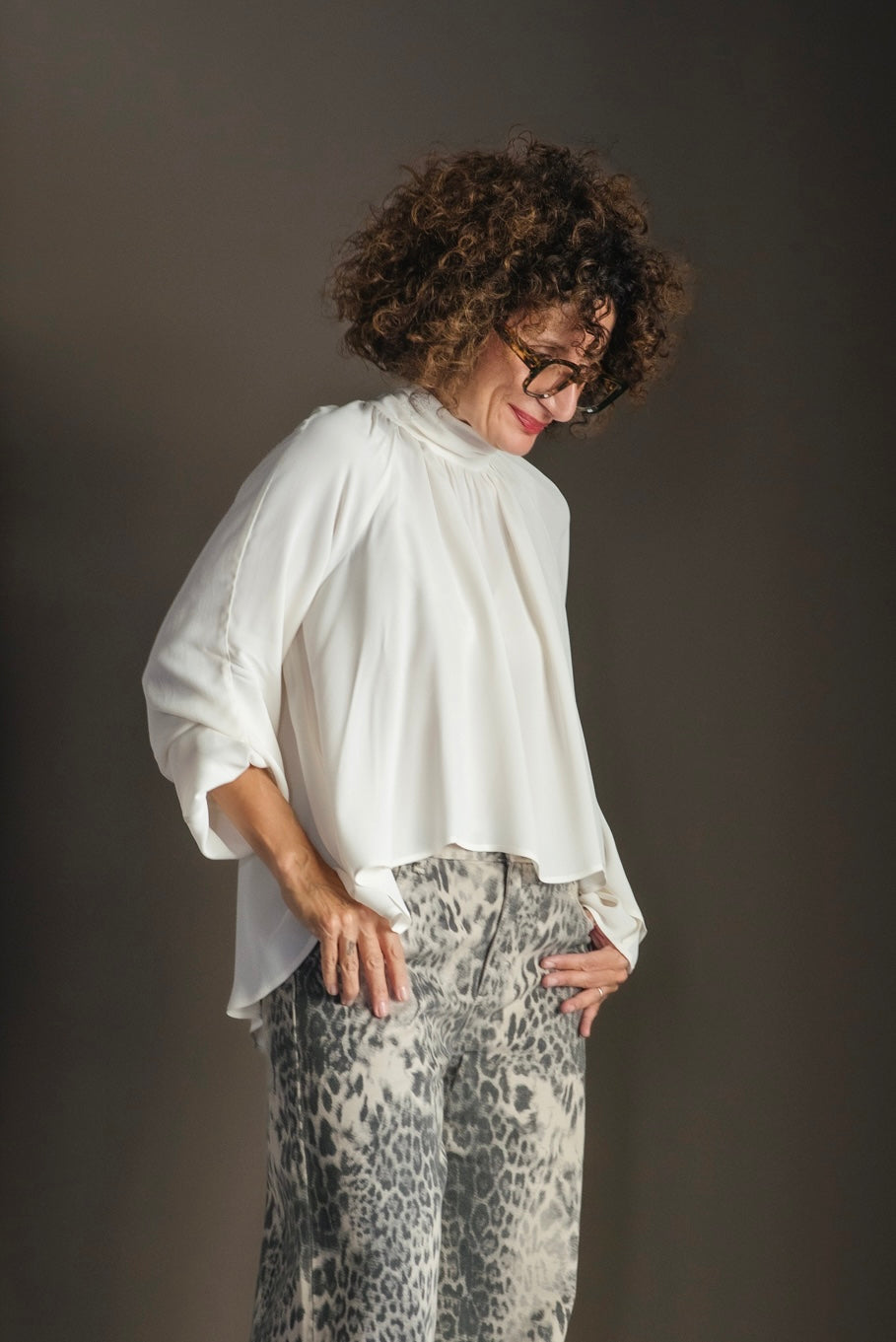 Blusa viscosa con dettaglio stola