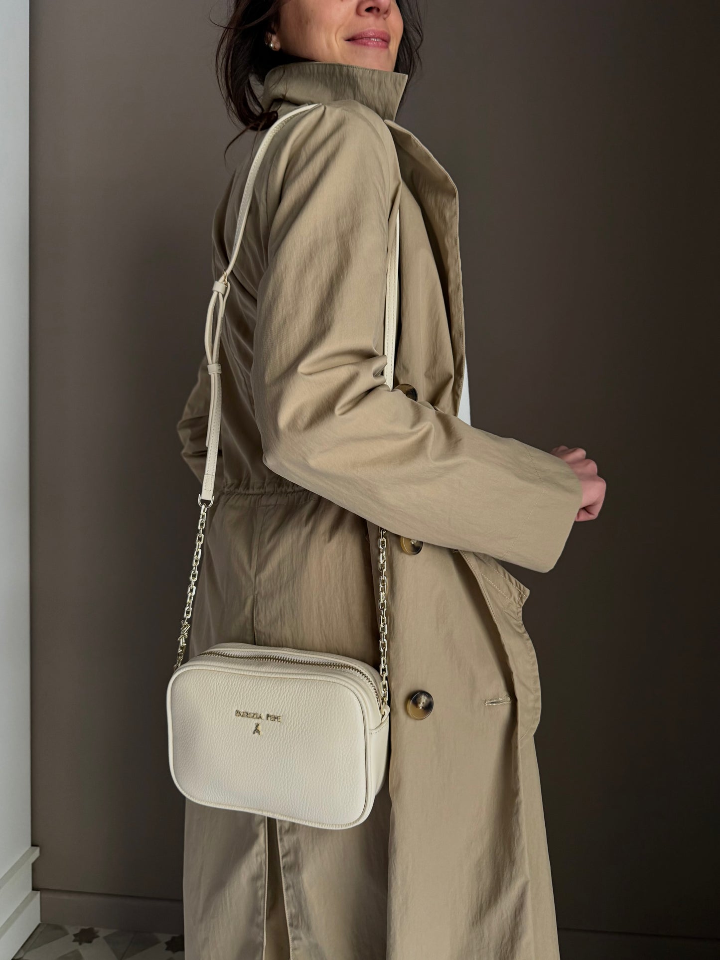 Borsa camera case in pelle wooly White