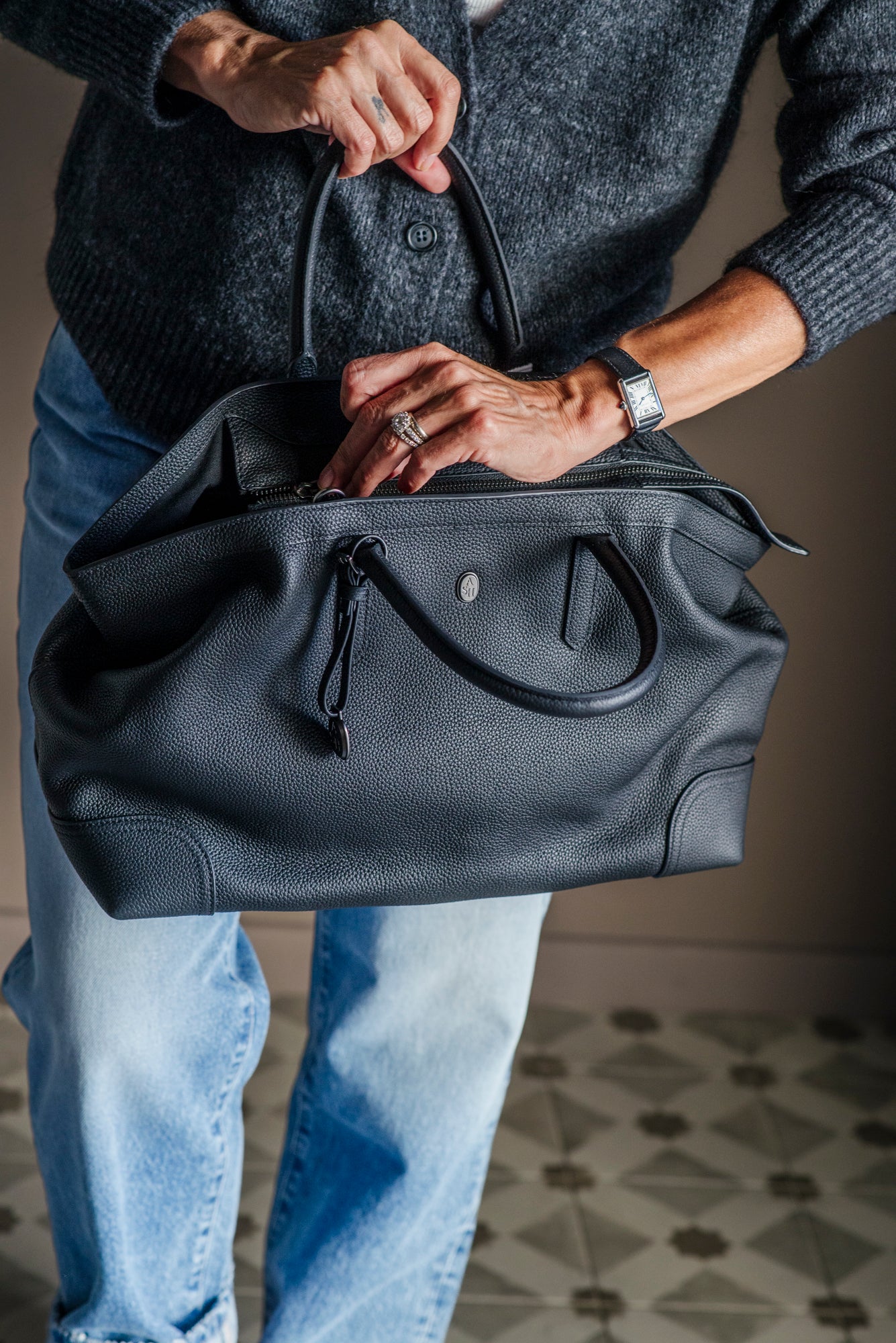 Borsa in pelle Martellata – Ash
