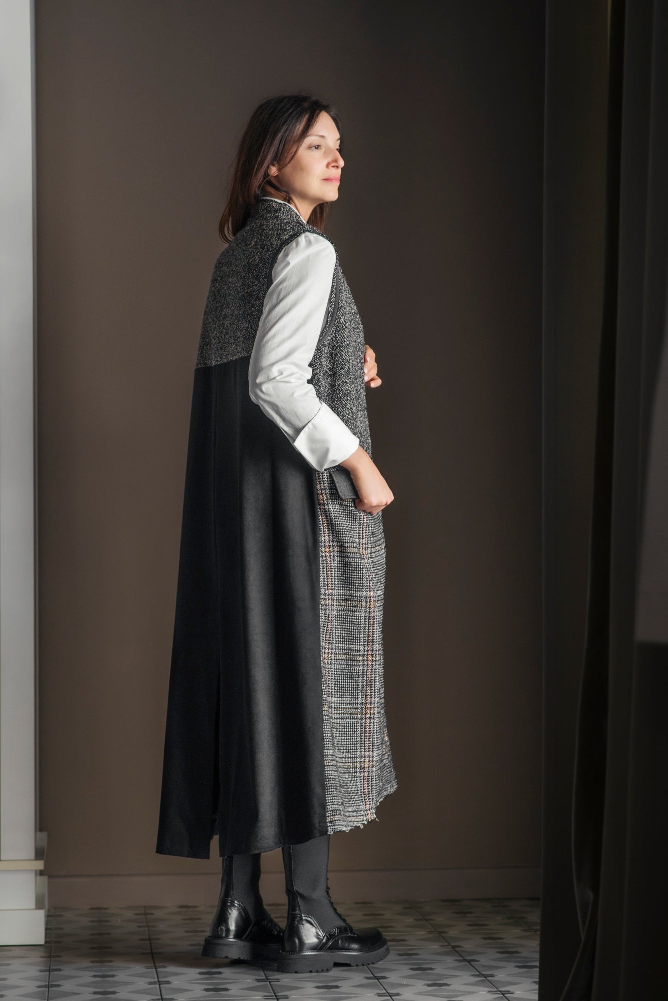 Cappotto senza maniche Patchwork