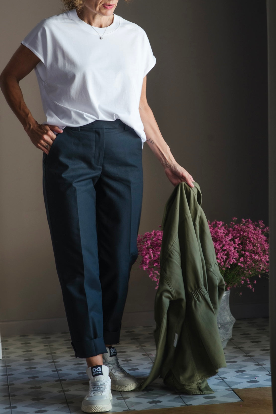 Pantalone chino in cotone nero