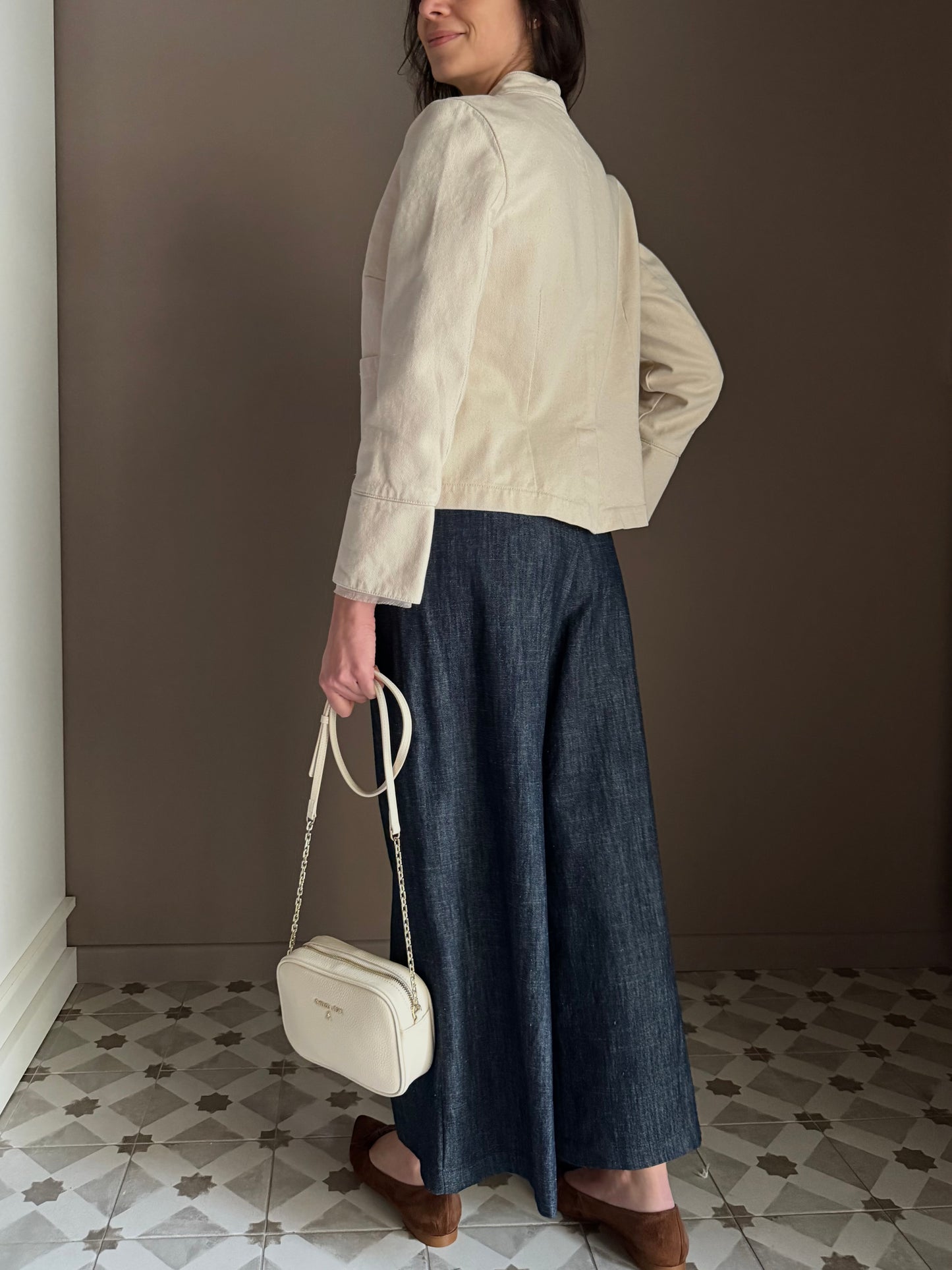 Giacca strutturata in cotone avorio