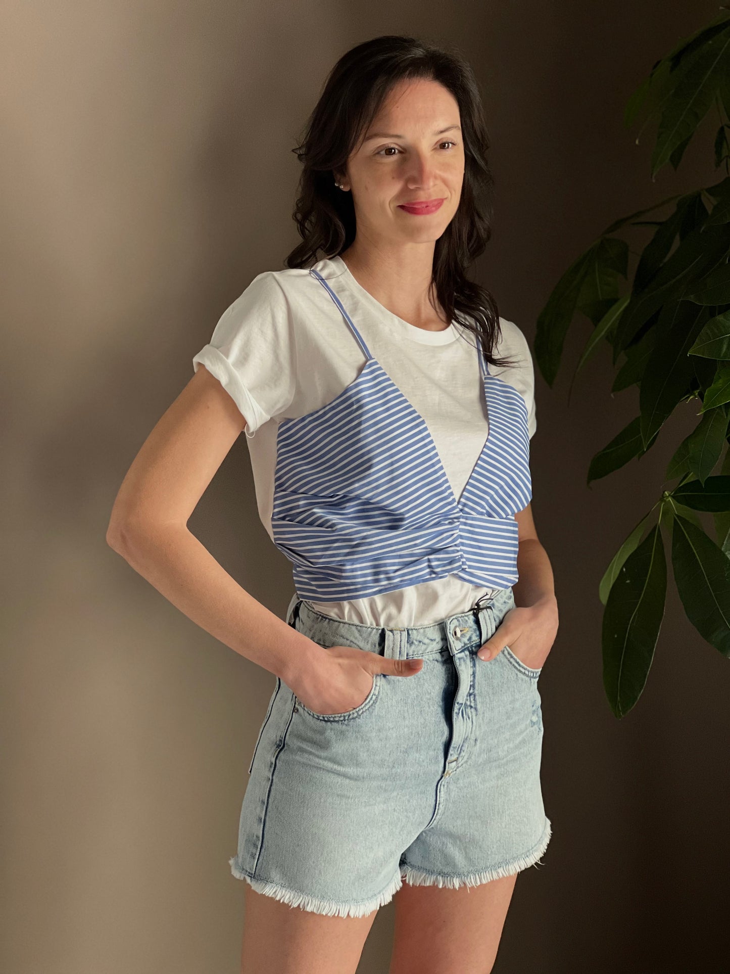 T-shirt con top Solo Tre