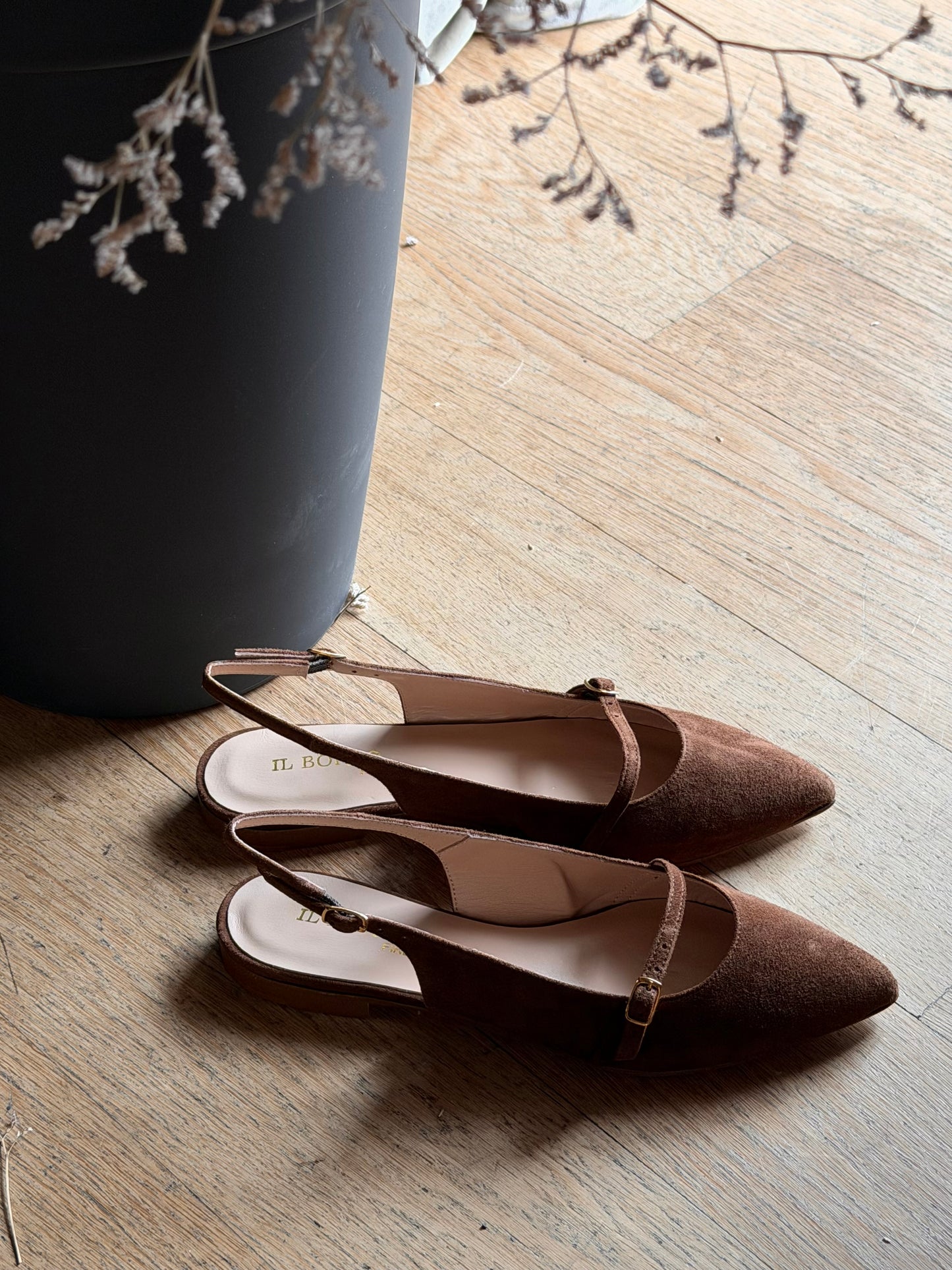 Slingback in camoscio marrone