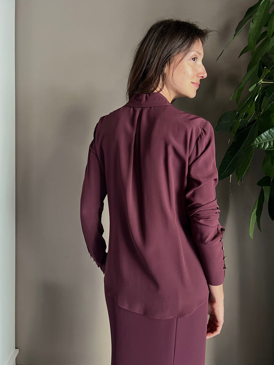 Camicia in viscosa con fly sui polsi Purple Red