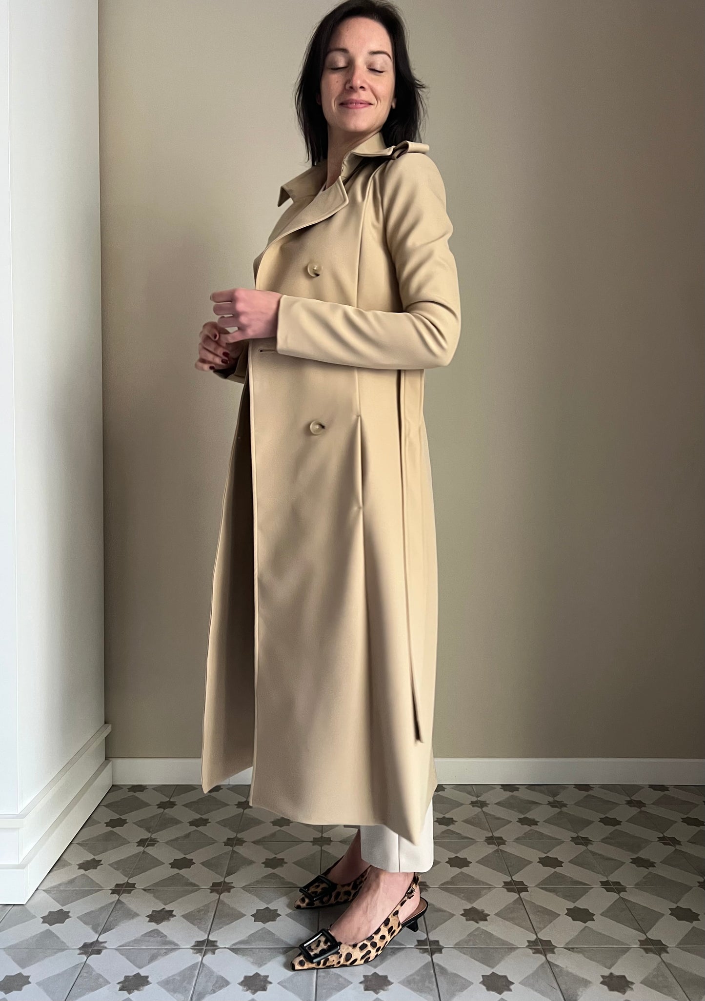 Trench con fibbia in Nylon bielastico