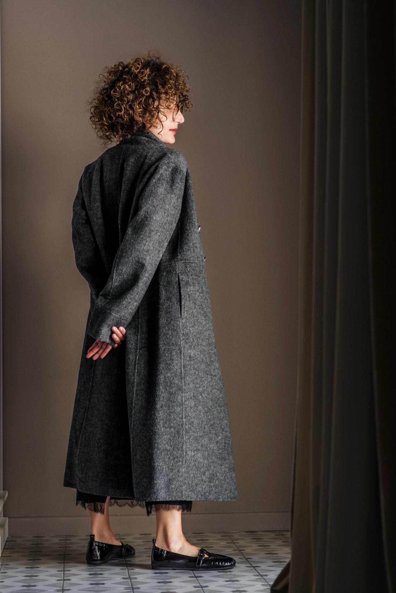Cappotto doppio petto in panno di lana