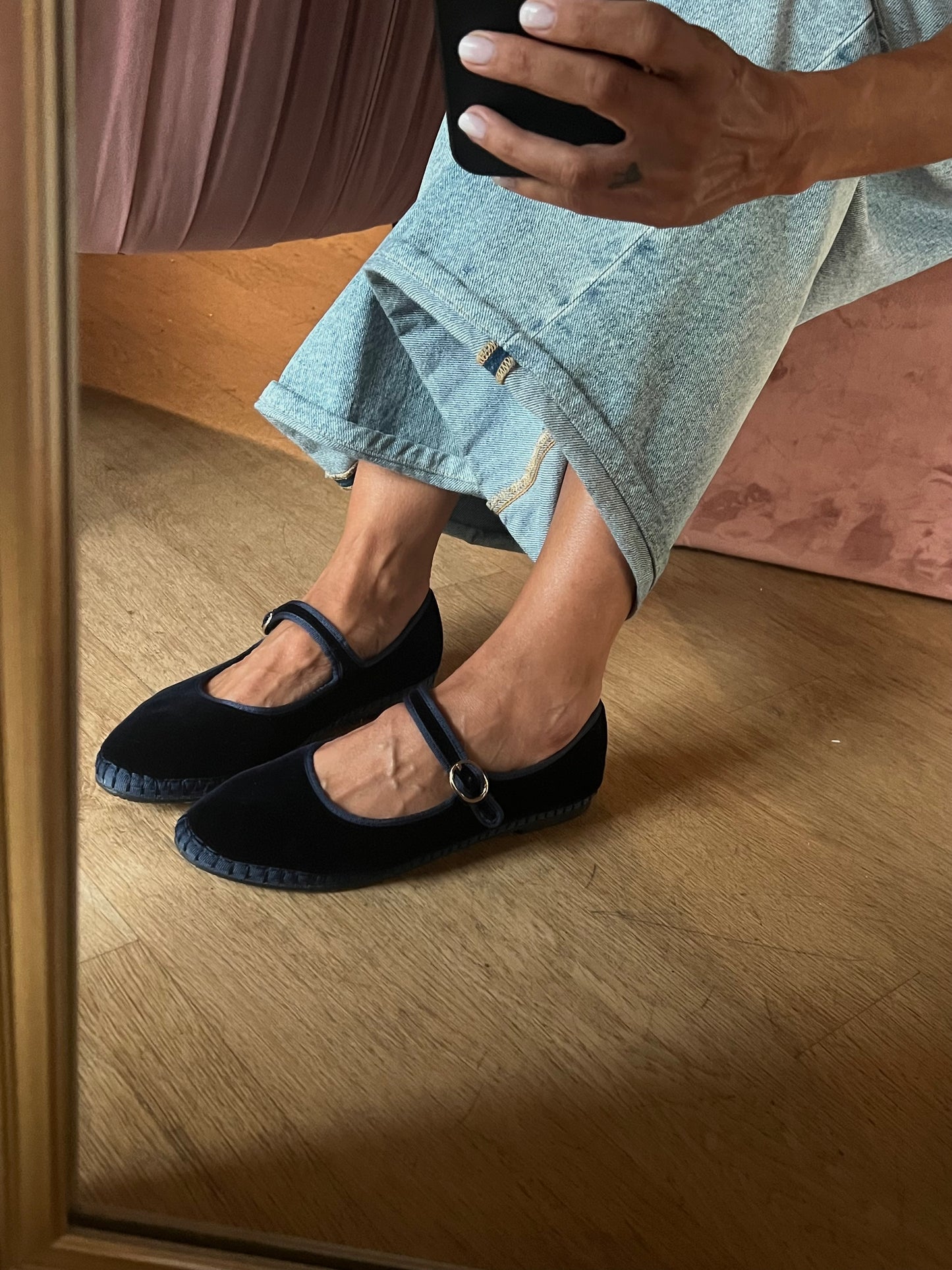 Mary Jane in velluto Blu