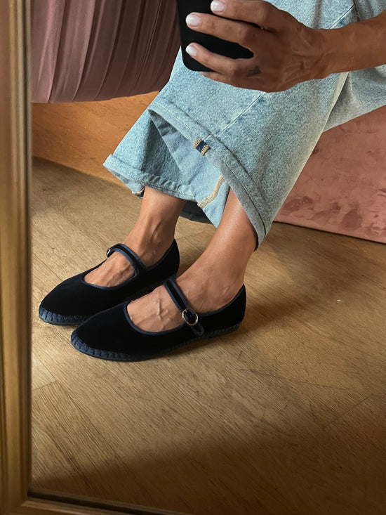Mary Jane in velluto Blu