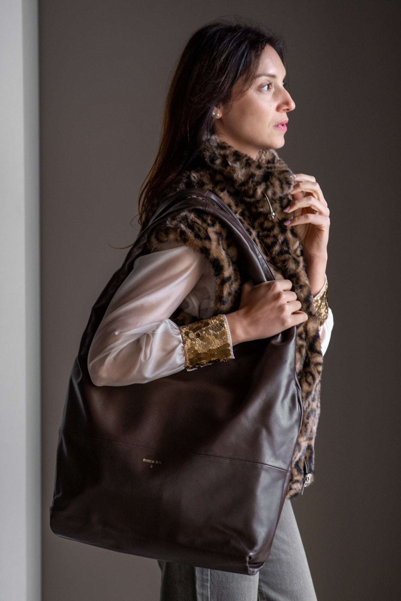 Borsa Hobo in pelle Patrizia Pepe Moro