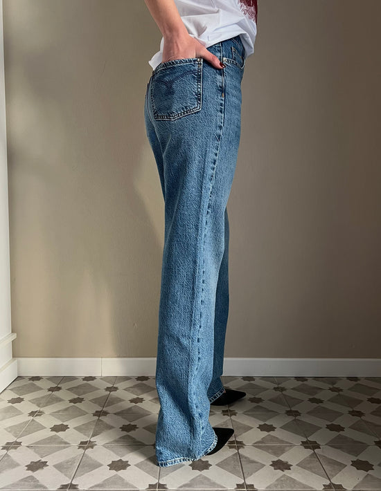 Pantalone jeans a vita alta gamba dritta