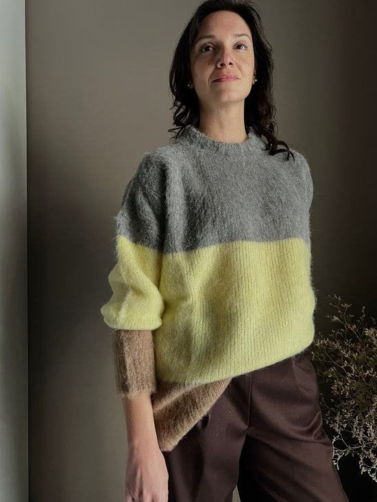 Maglione oversize in alpaca rigato