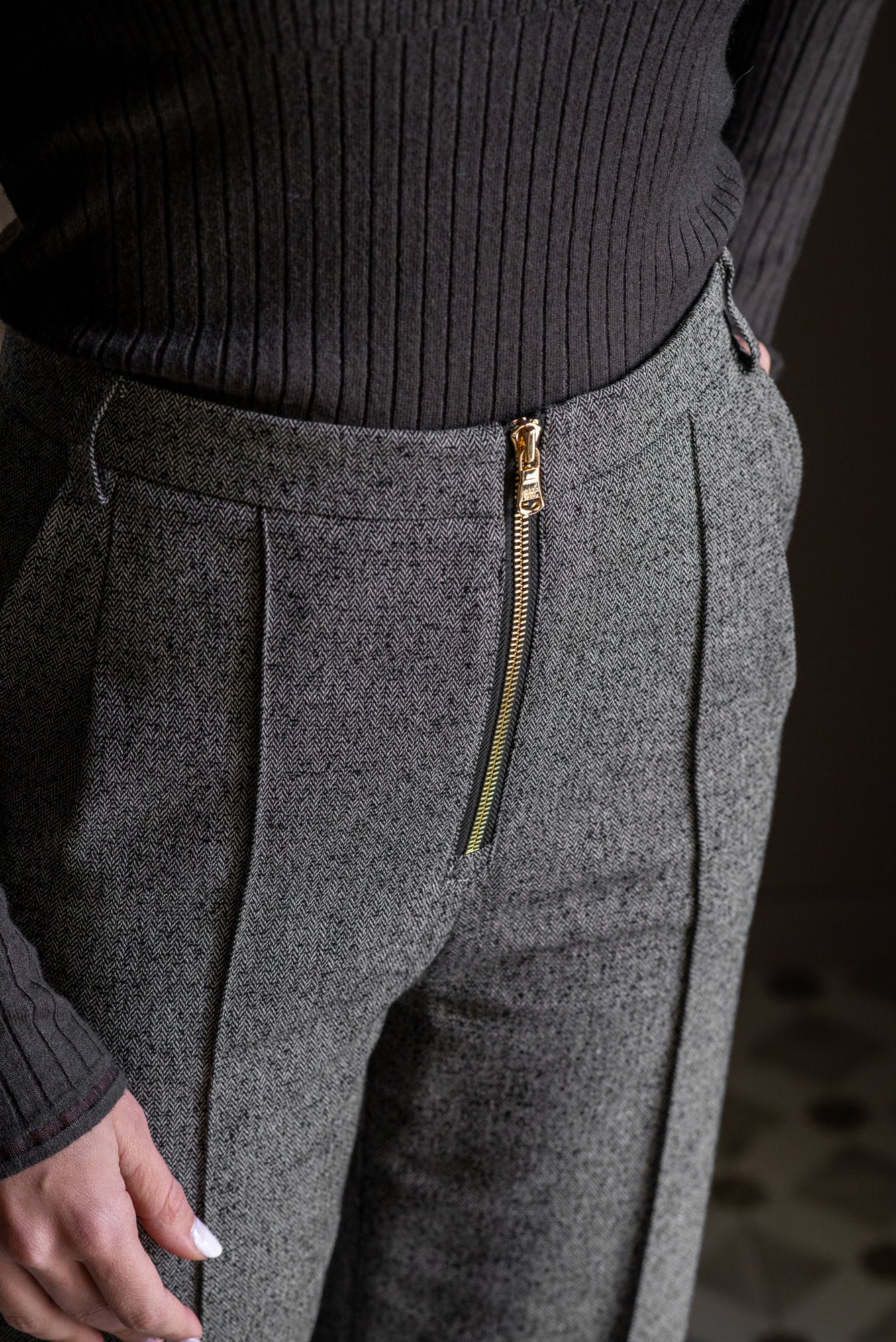 Pantaloni Taupe con zip centrale Taupe
