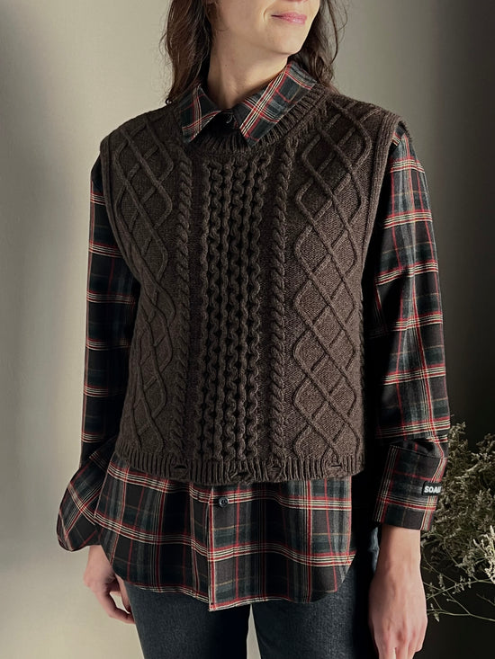 Gilet in maglia a treccia