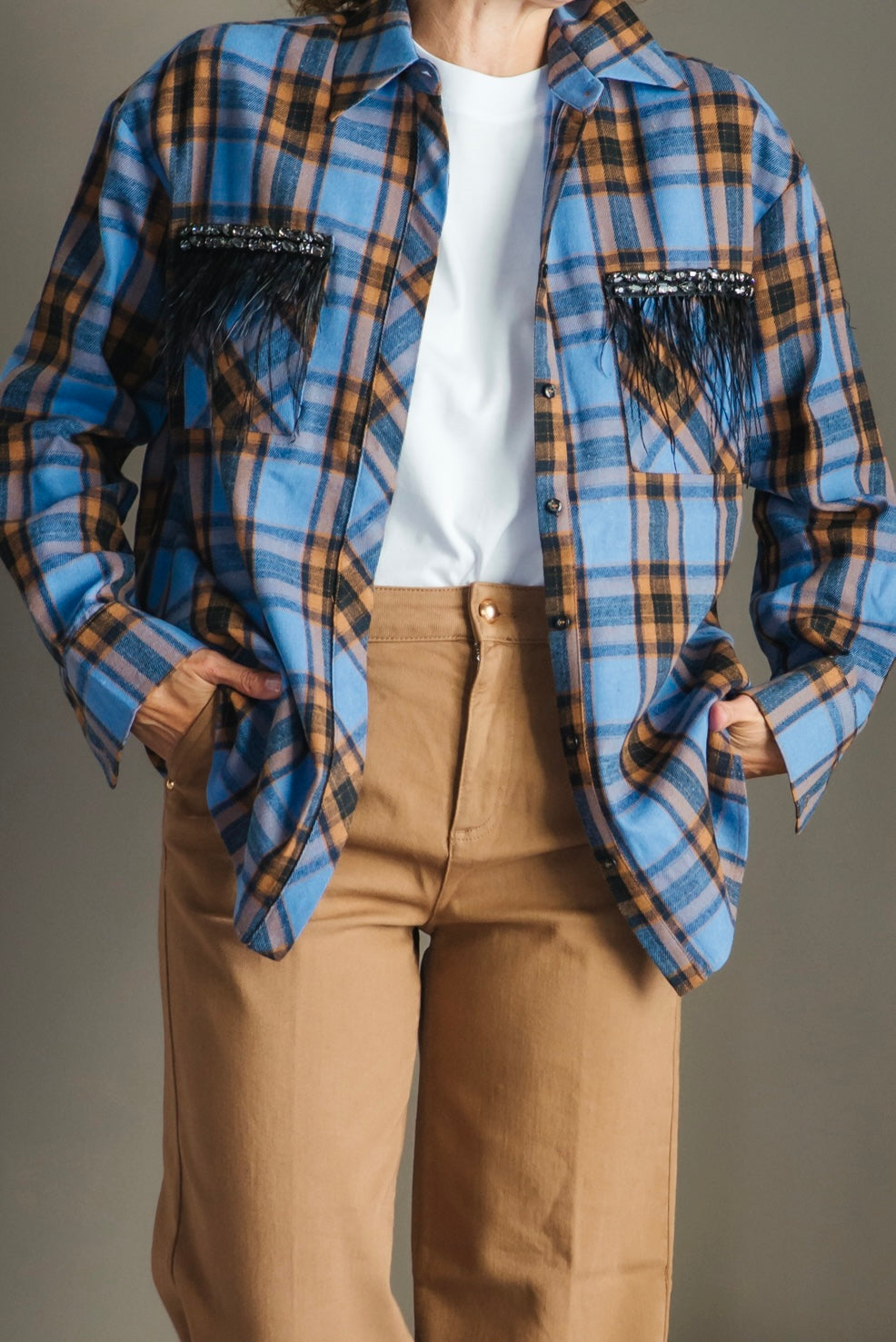 Camicia tartan over con dettagli