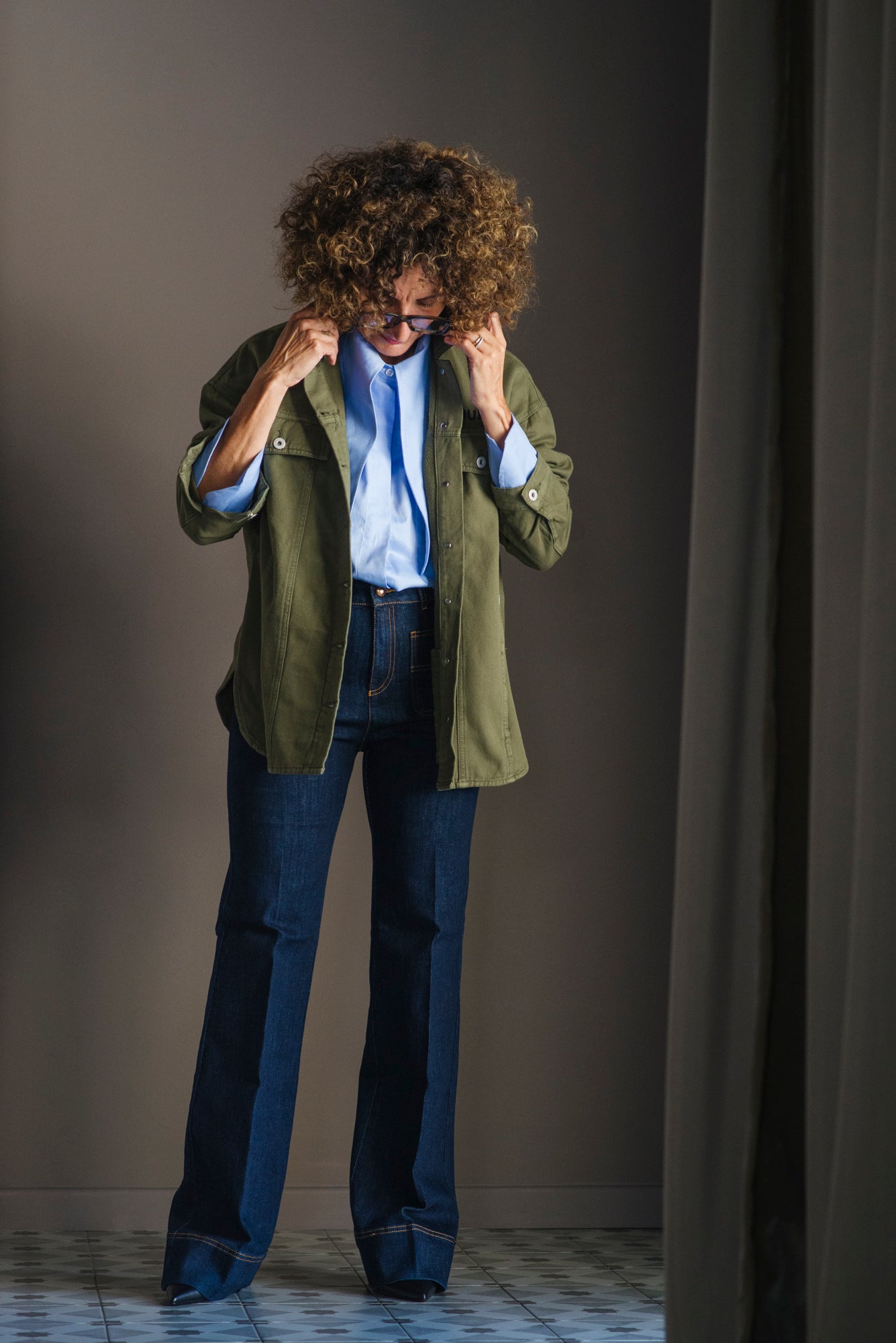 Pantalone denim Flare in tessuto Candiani