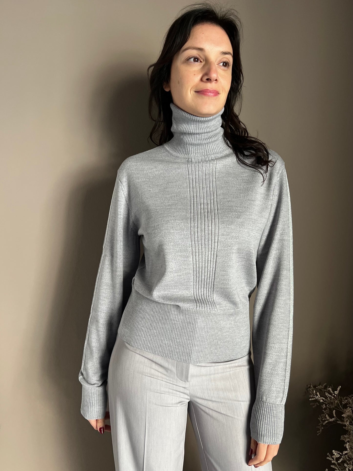 Maglia collo alto in 100% lana Mistery Grey