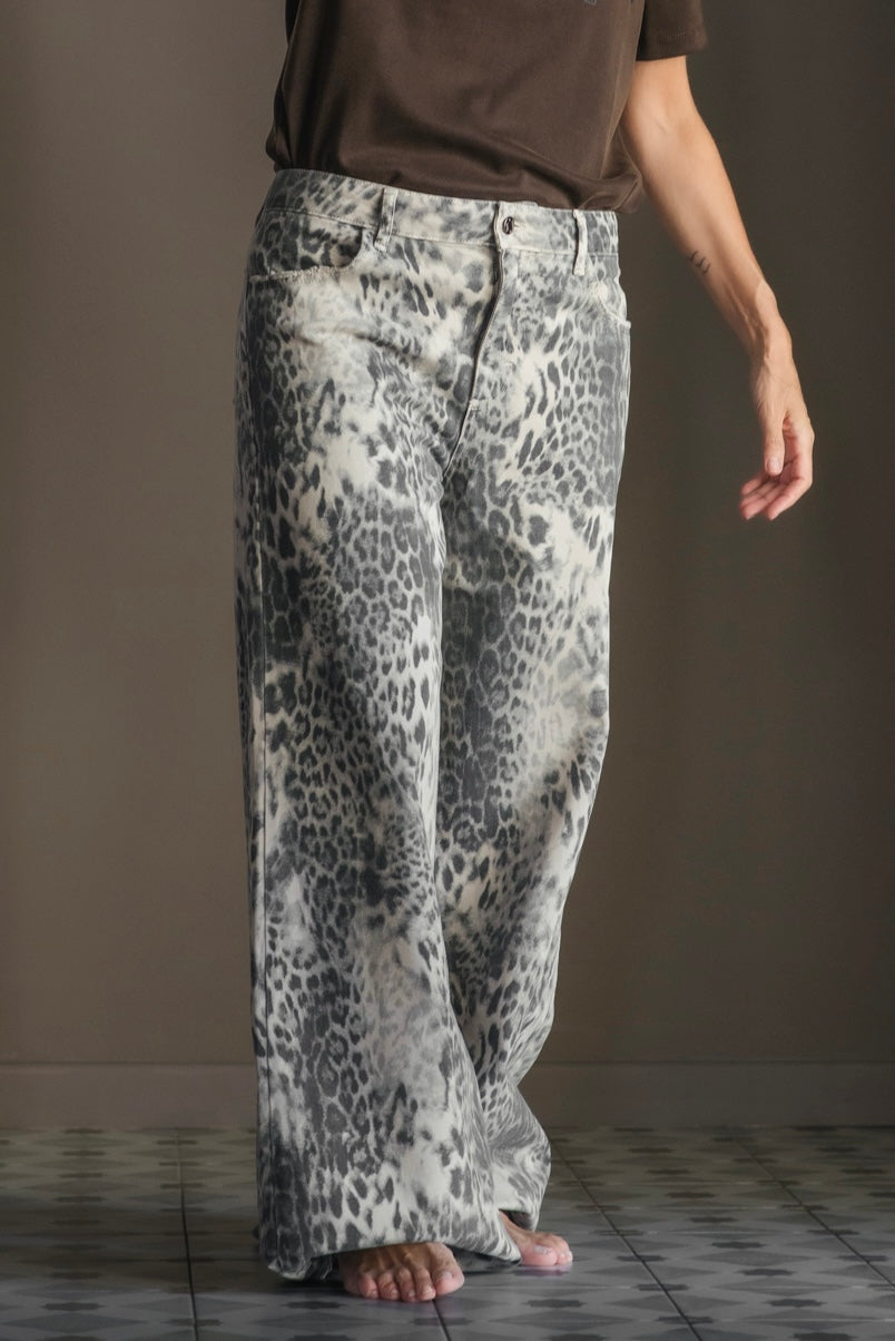 Pantalone denim stampa Leo