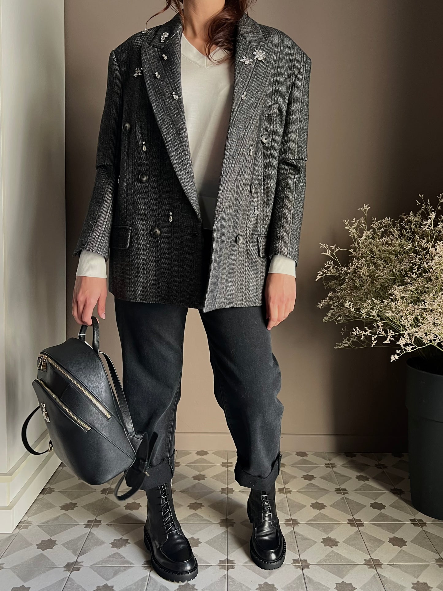 Giacca oversize con strass