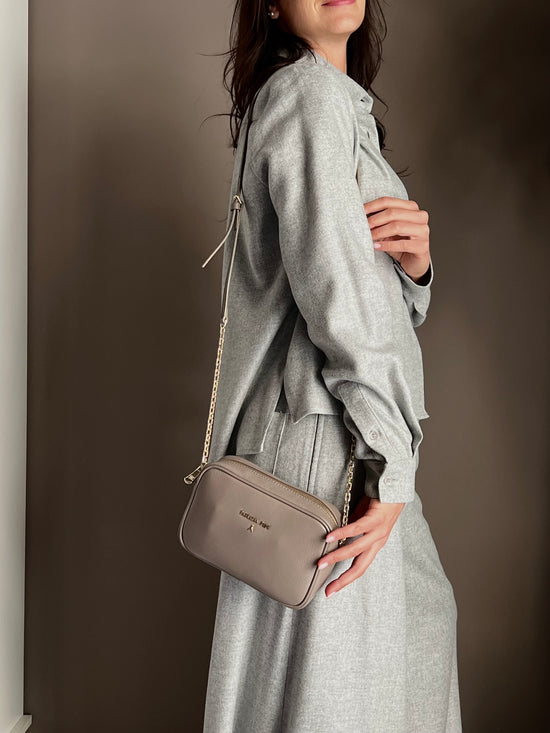 Tracolla piccola camera case taupe