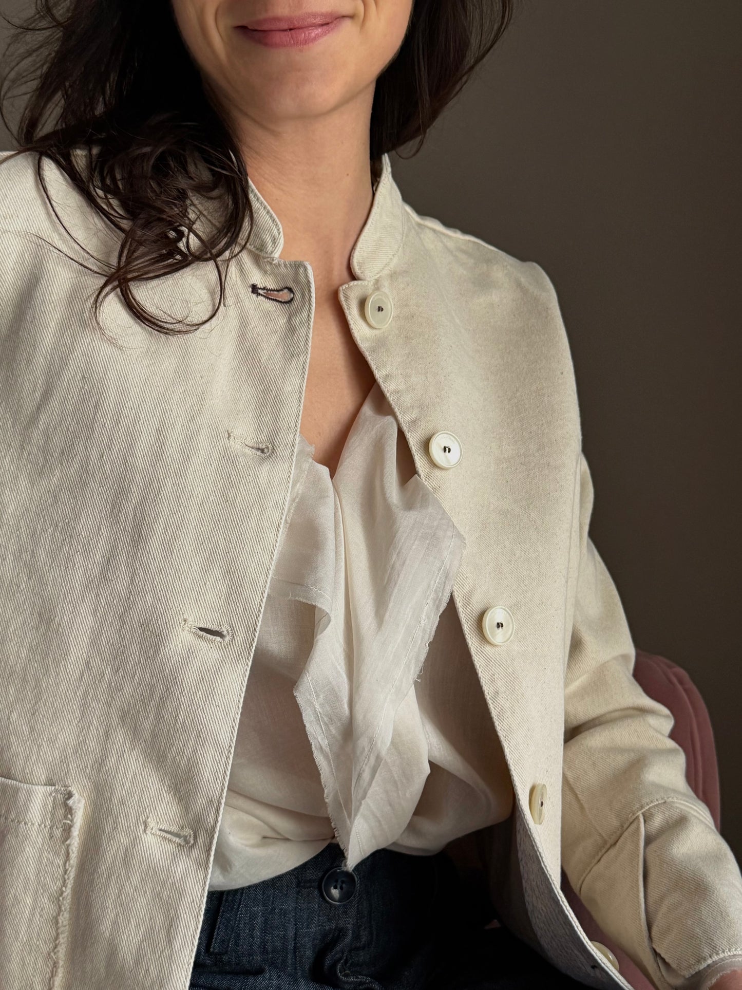 Giacca strutturata in cotone avorio