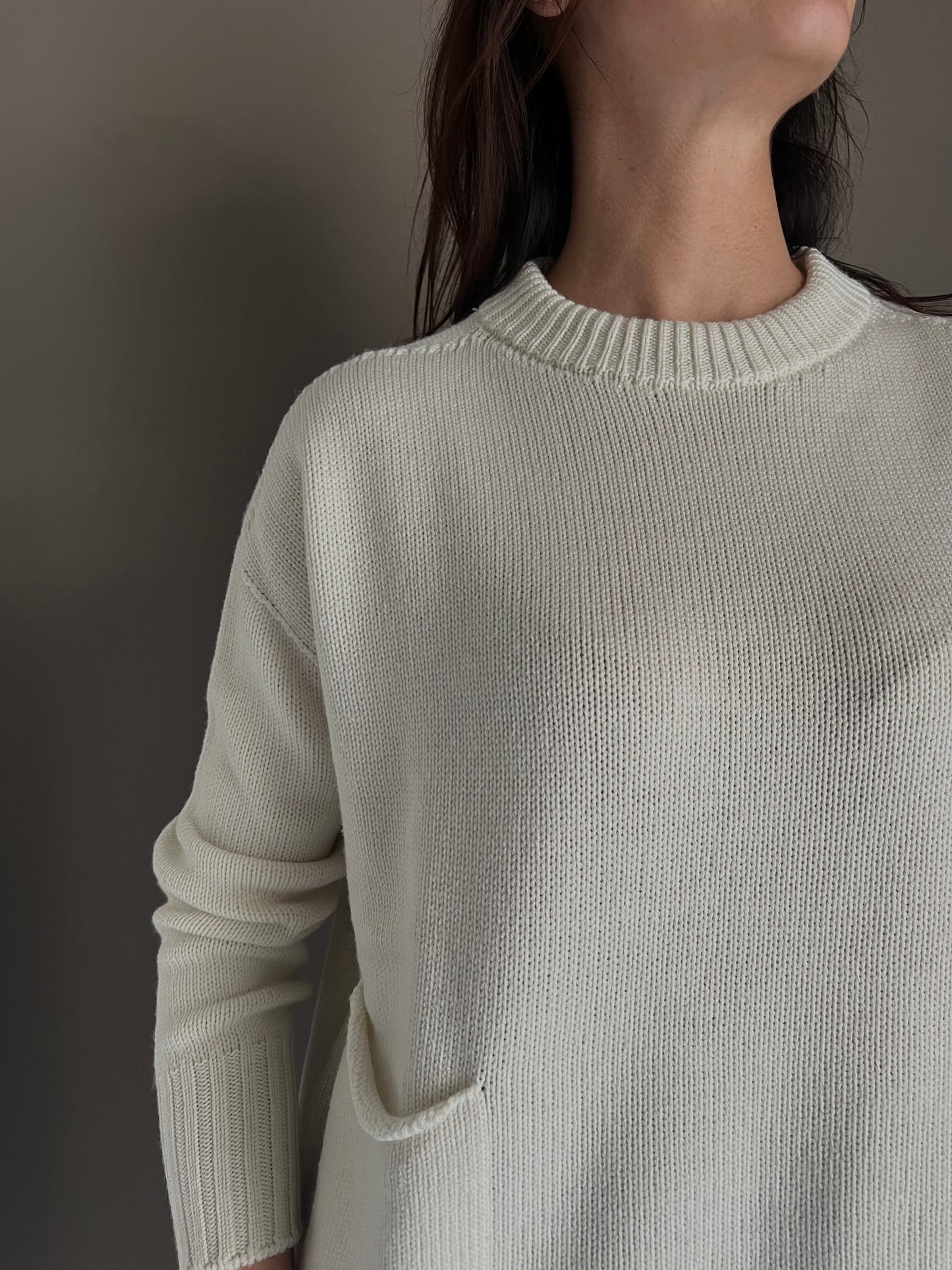 Maglia Oversize Solo Tre in Pura Lana Panna