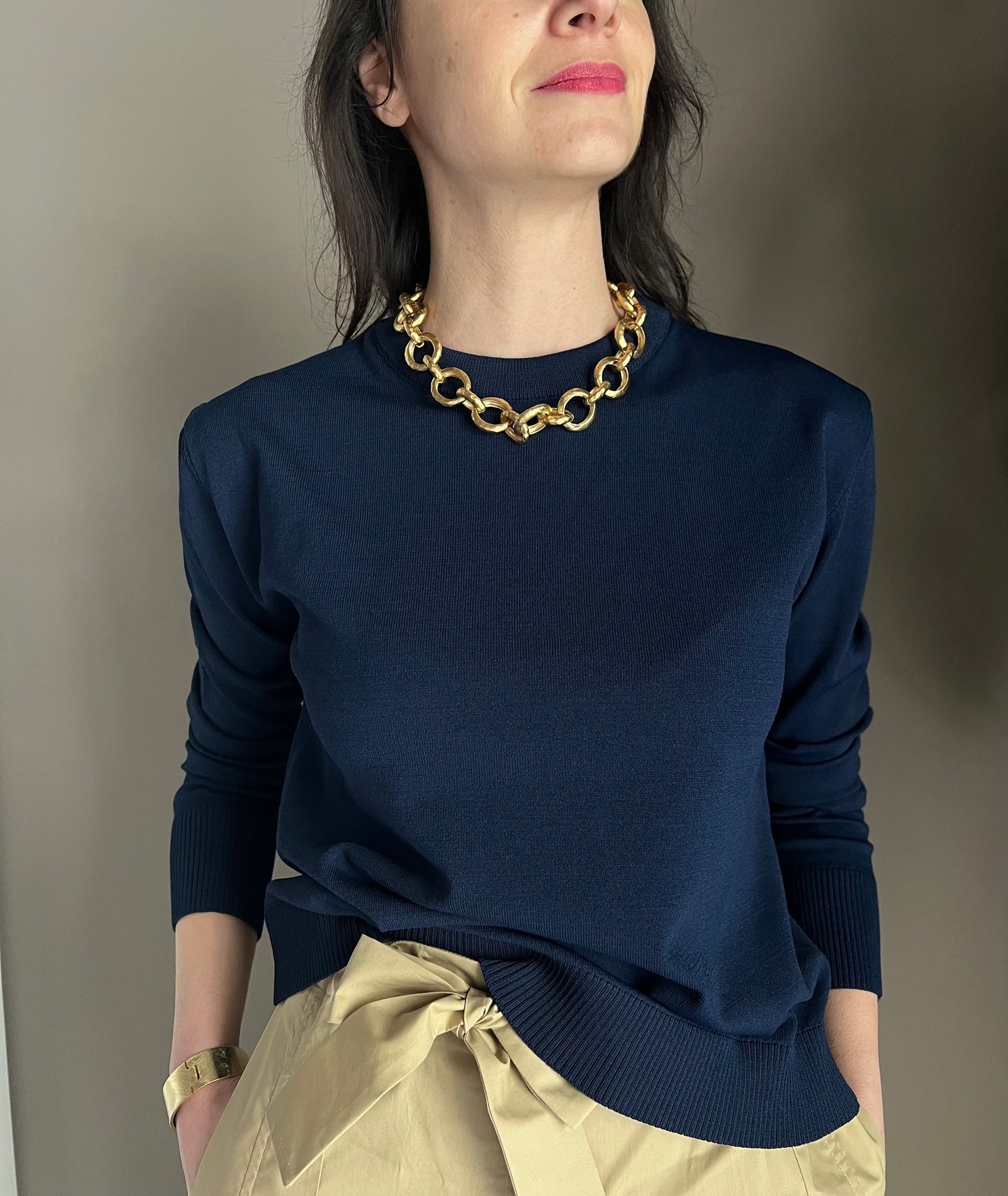 Maglia in viscosa manica lunga blu
