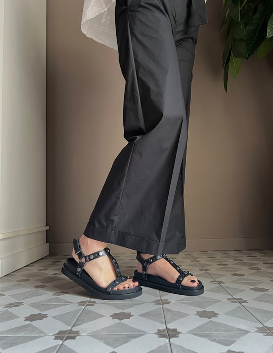 Pantalone in cotone nero Solo Tre