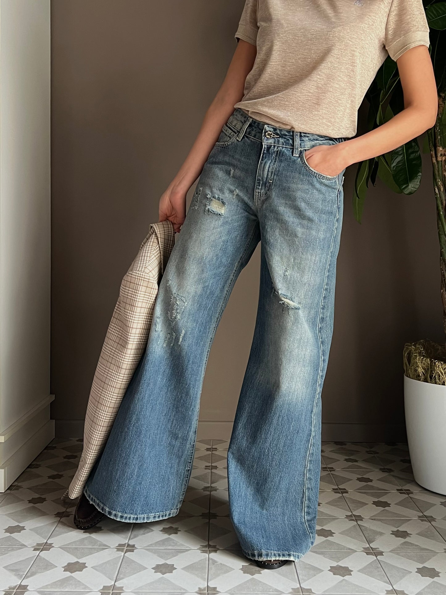 Pantalone in denim So Allure con elastico