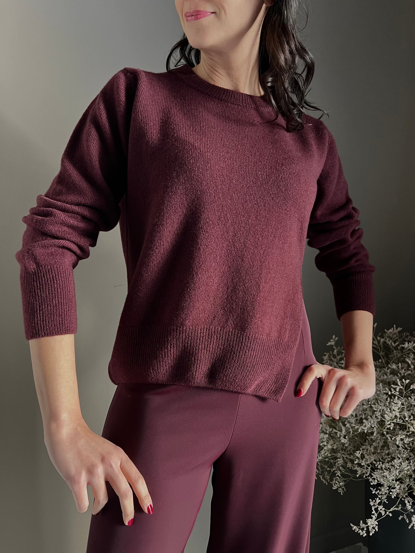 Maglia girocollo in lana merinos