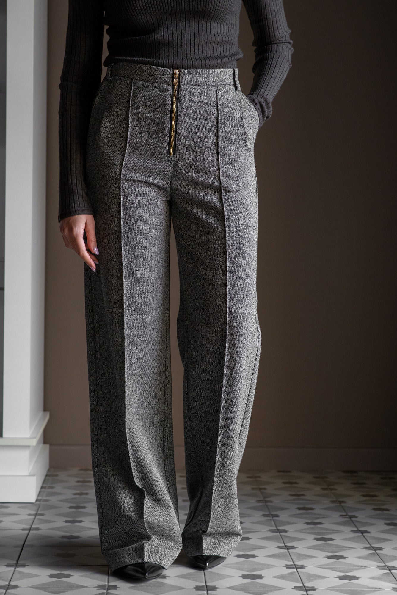 Pantaloni Taupe con zip centrale Taupe