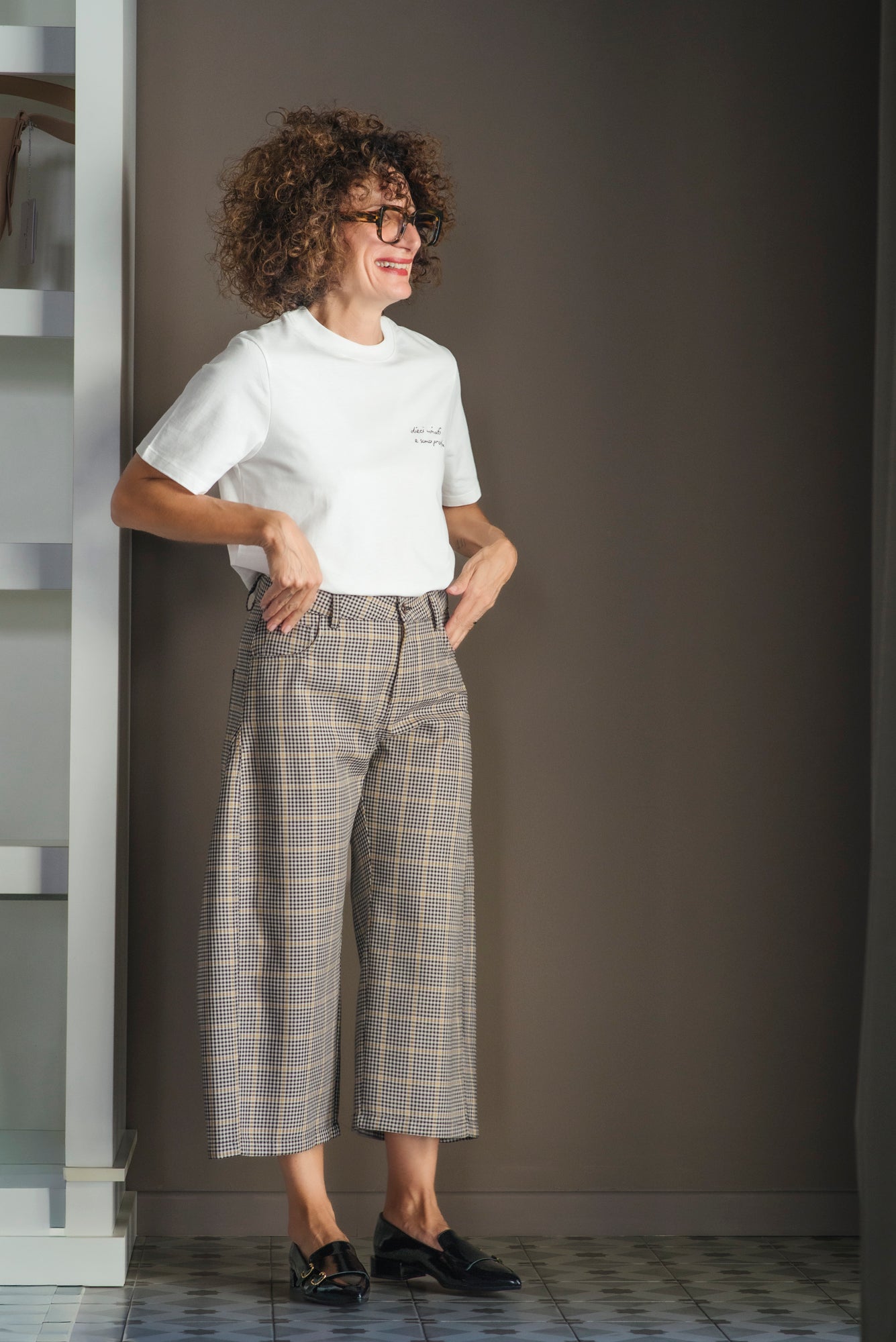 Pantalone cropped ceck
