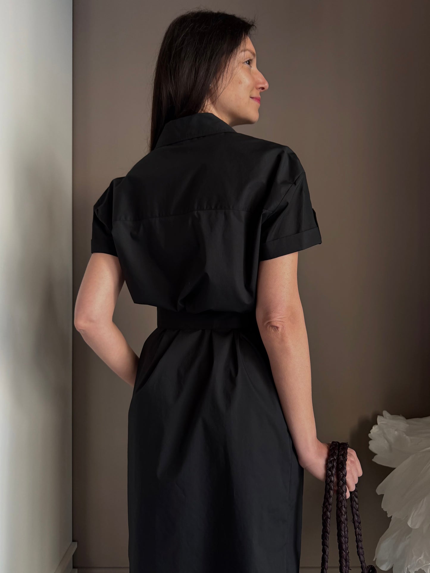 Chemisier in cotone nero