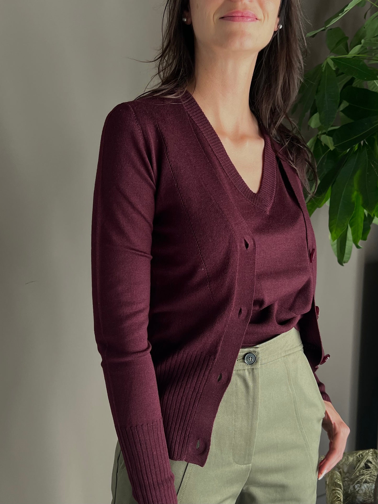 Cardigan in pura lana Patrizia Pepe Purple Red