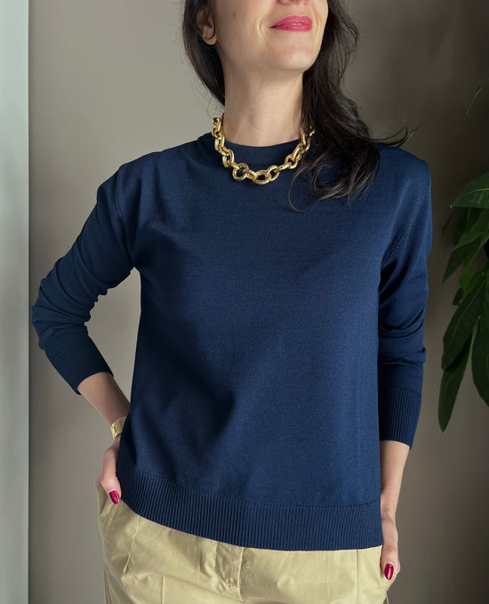 Maglia in viscosa manica lunga blu