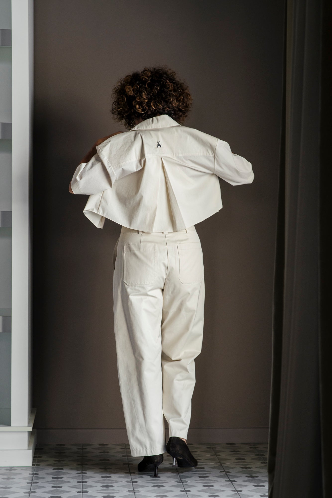 Pantalone in cotone barrel fit White Sand