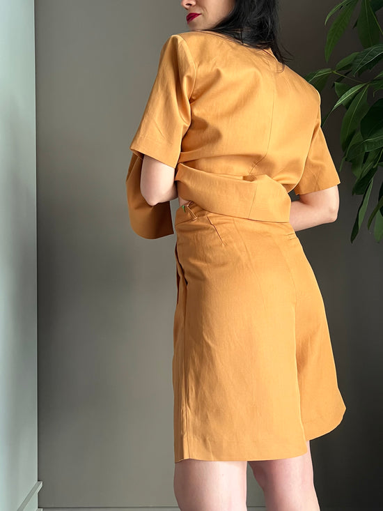 Bermuda in misto lino cognac