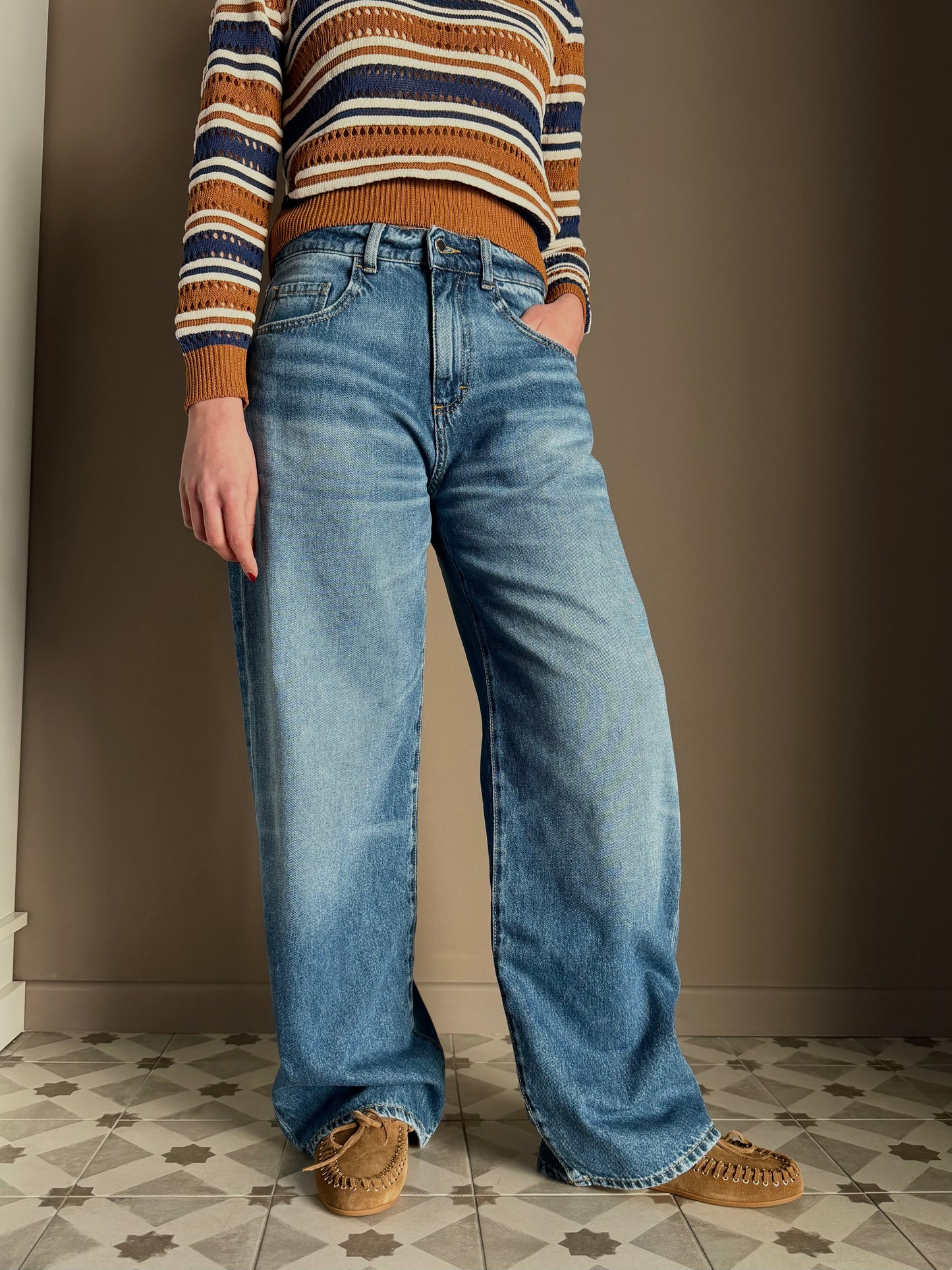 Pantalone Icon Denim modello Bea blu medio