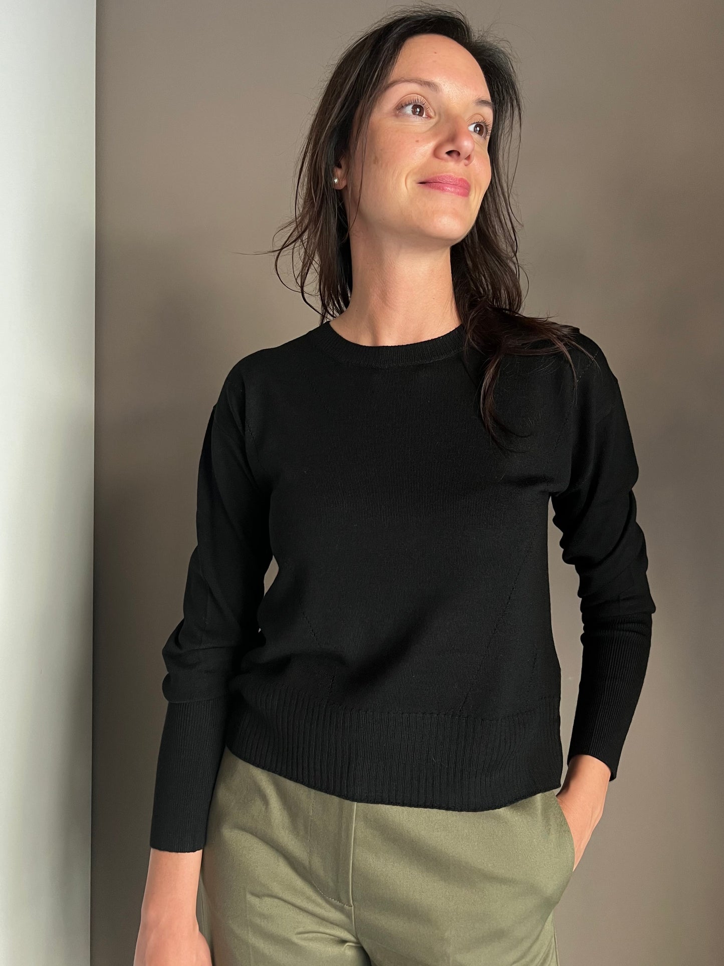 Maglia in lana girocollo nera Patrizia Pepe