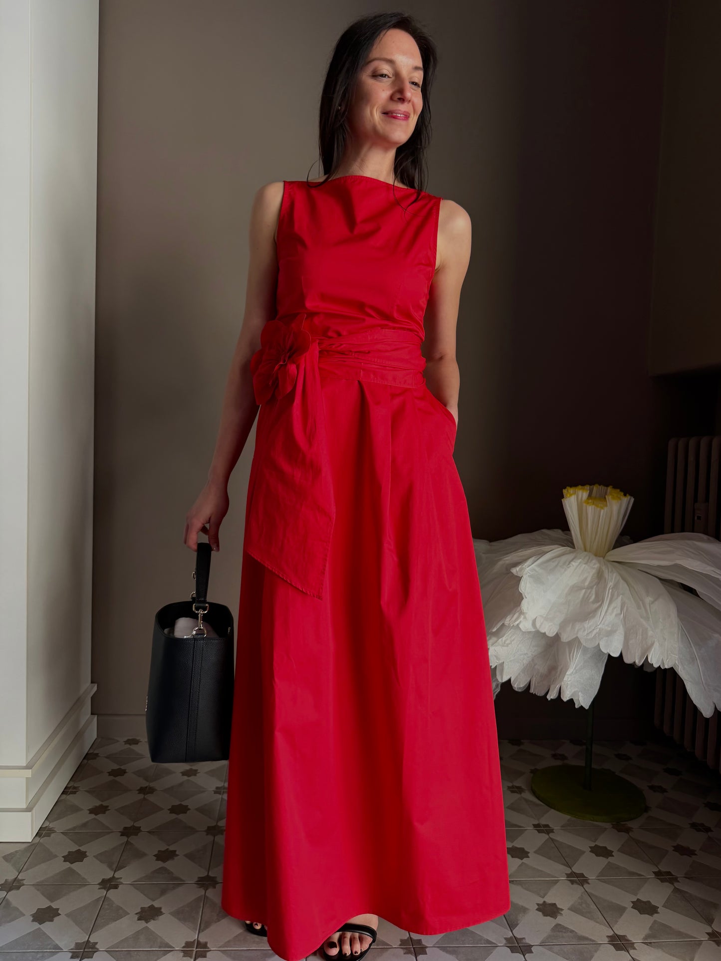 Abito Lungo Nenette in Cotone Rosso