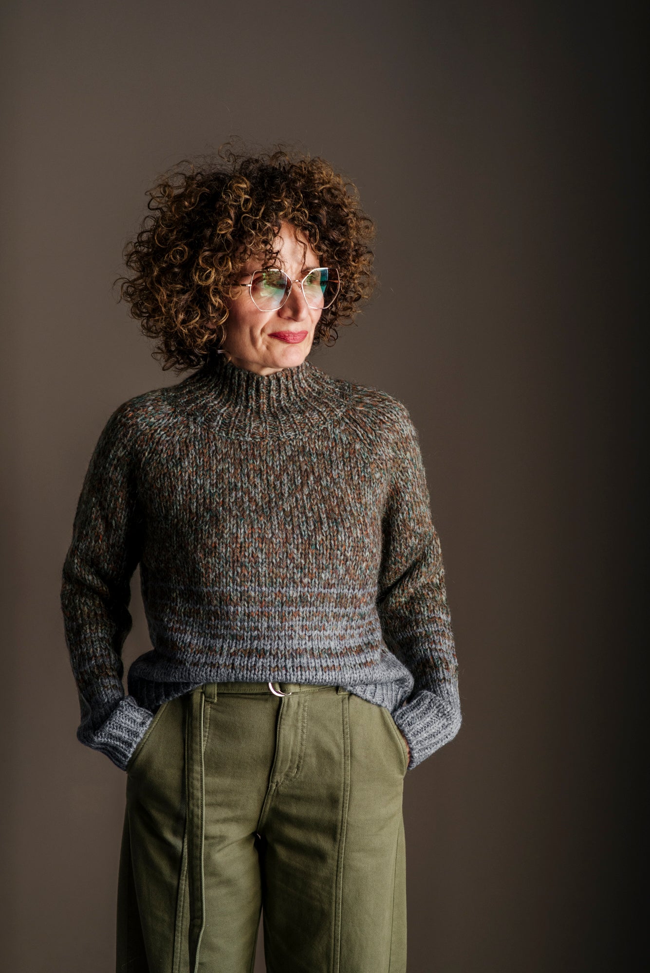 Pantalone utilitarian in cotone verde militare