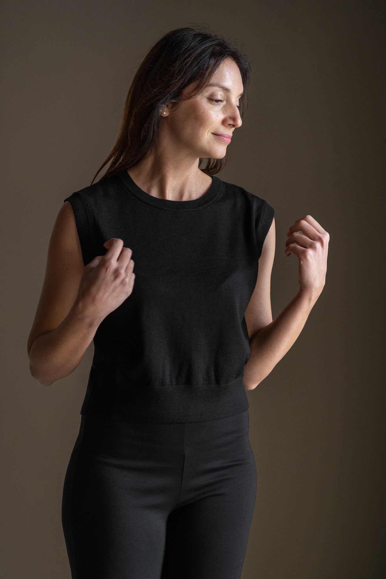 Gilet girocollo in lana Neri Patrizia Pepe