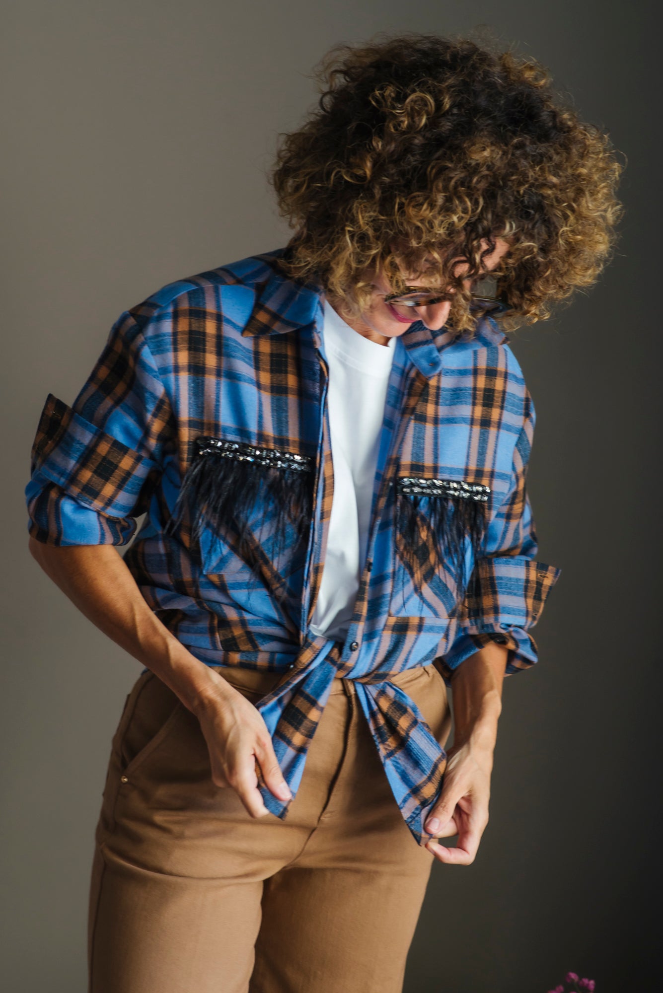 Camicia tartan over con dettagli