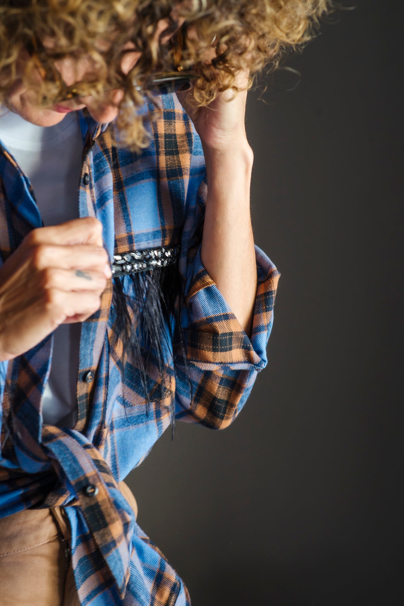 Camicia tartan over con dettagli