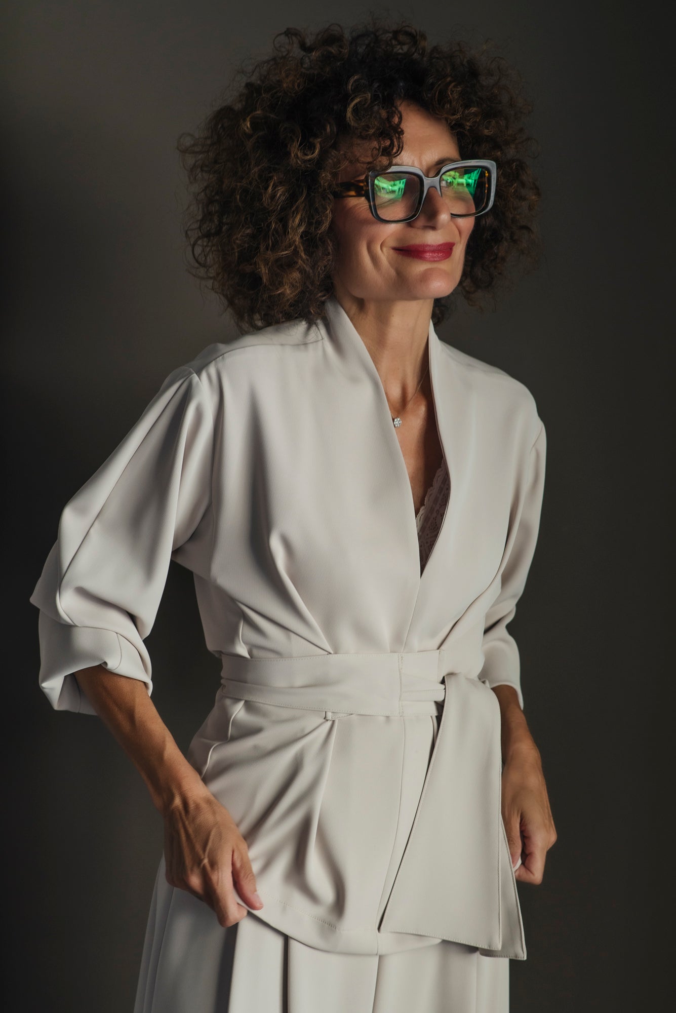Blusa con cintura avena