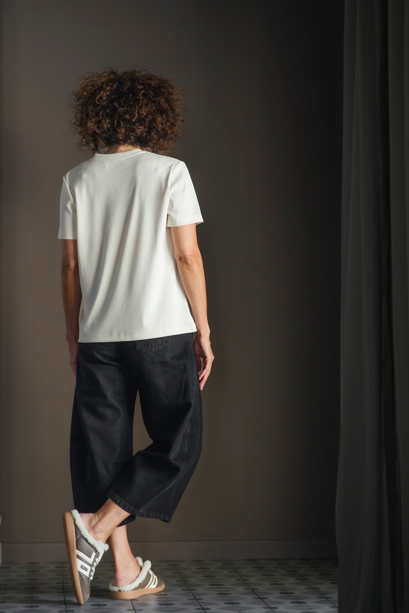 Pantalone denim cropped nero