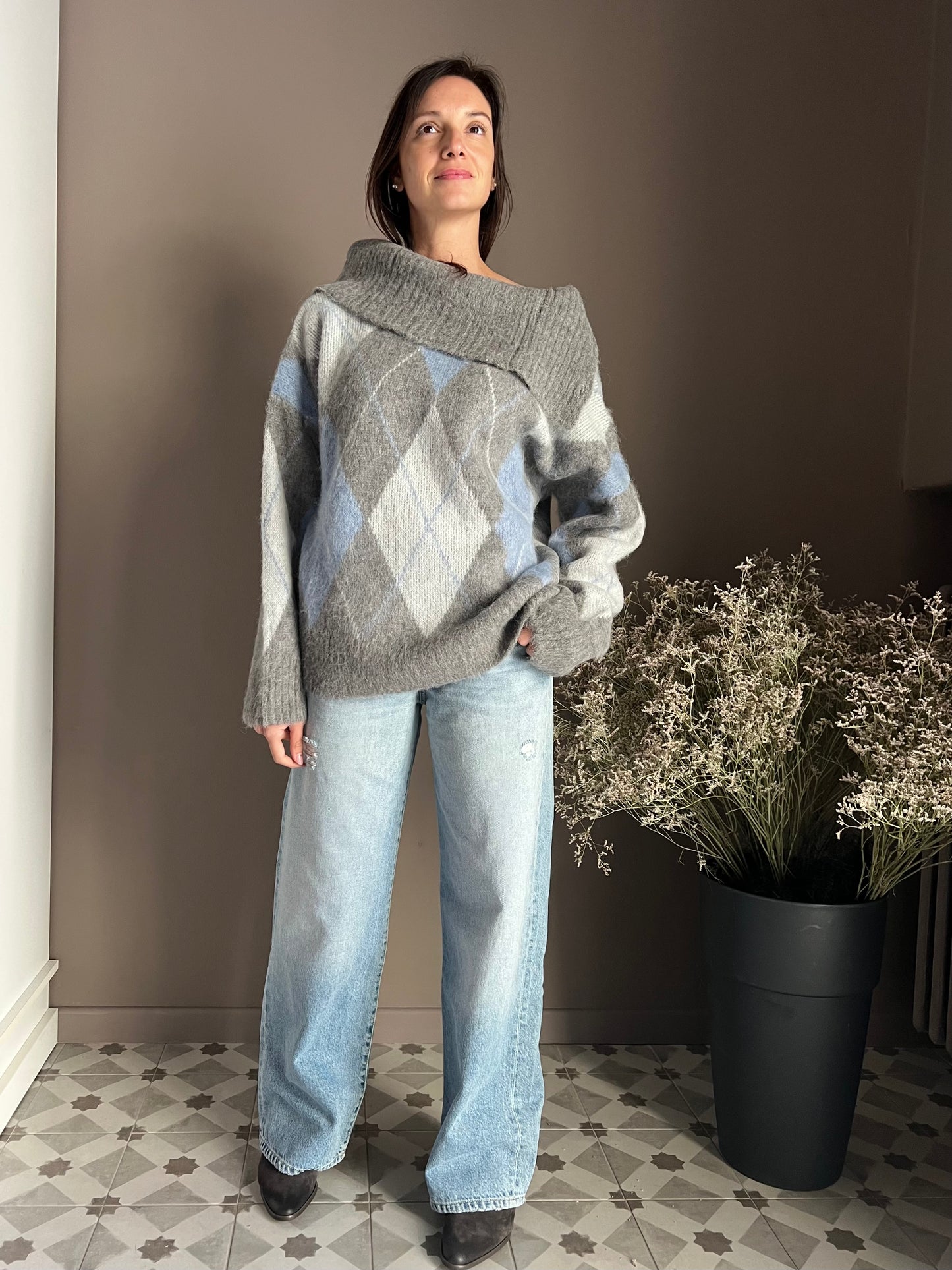 Maglia oversize losanghe Solo Tre