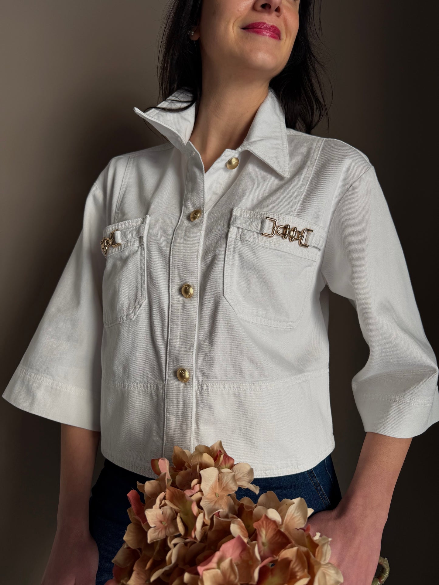 Giacca in denim con dettagli gold