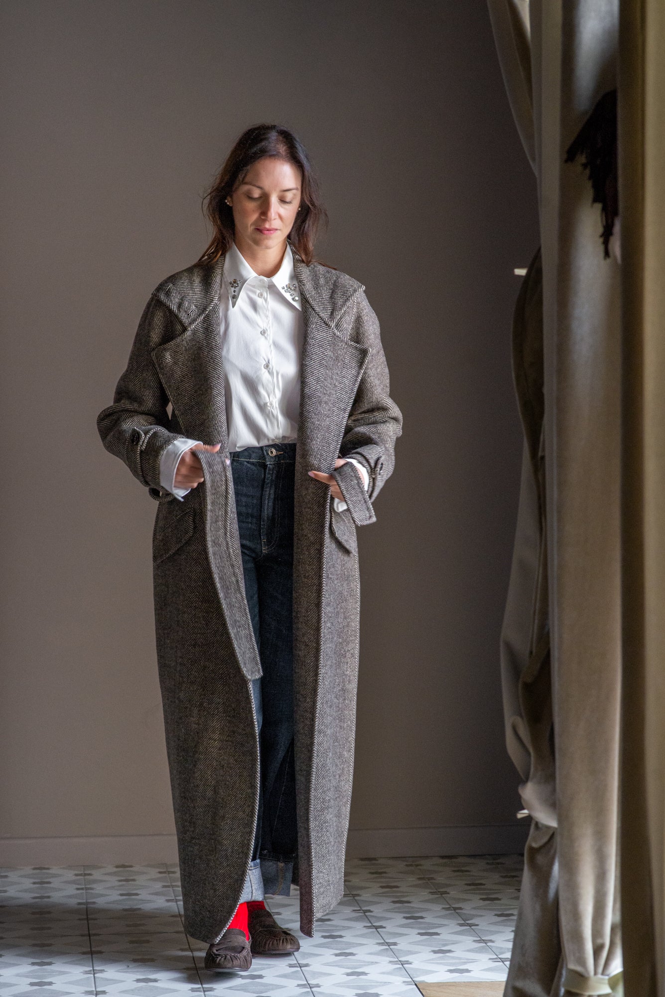 Cappotto Lungo a Spina di Pesce – Alessia Santi