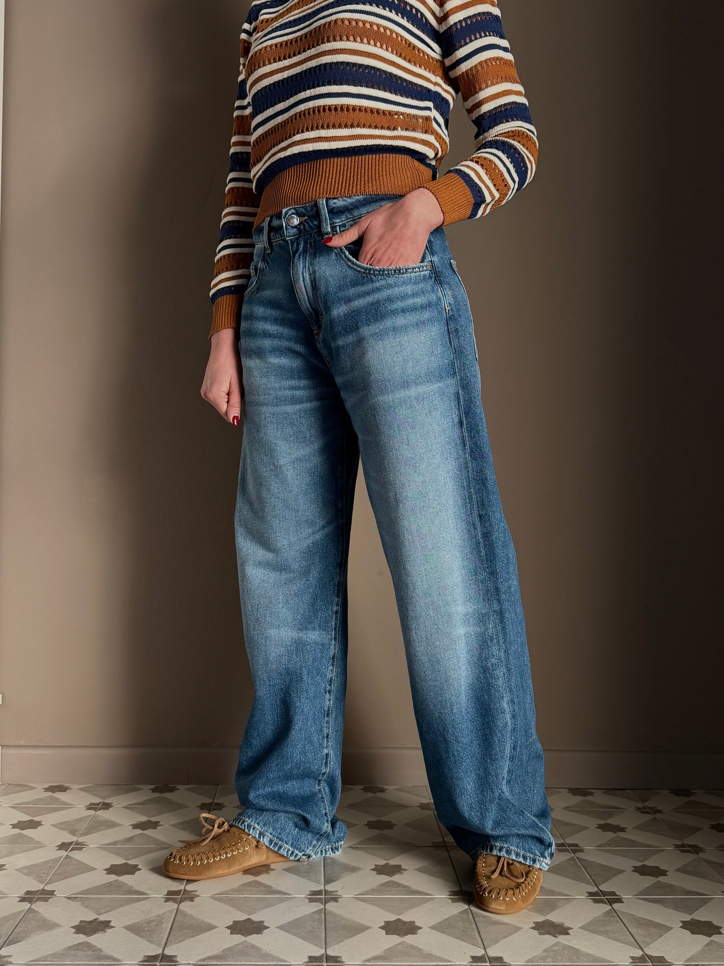 Pantalone Icon Denim modello Bea blu medio